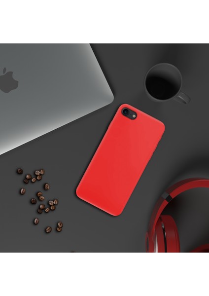 Apple iPhone Se 2020 Ince Mat Silikon Kılıf Kırmızı