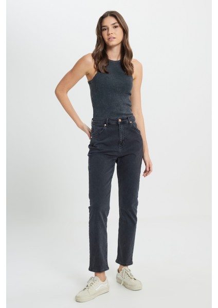 Straight Fit Düz Kesim Yüksek Bel Esnek Jean Kot Pantolon fiyatları