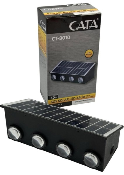 CT-8010 Kos Solar LED Aplik Gün Işığı 50LM 20W Güneş Enerjili Ev / Bahçe / Ofis Duvar Şarjlı Dış Cephe Aydınlatma 3200K IP65