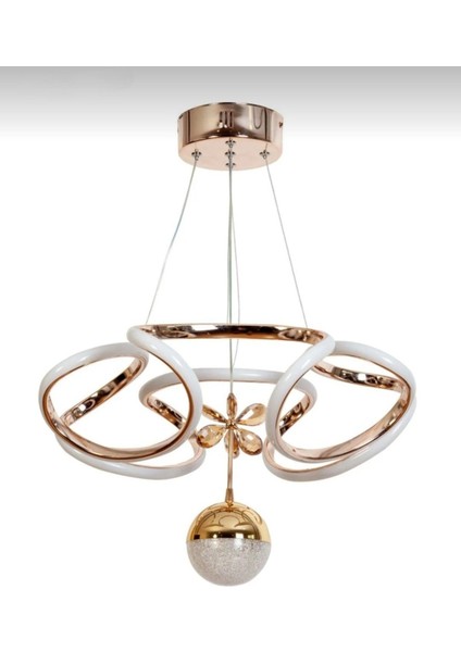 Venüs Tek Toplu Gold Kaplama Taçlı- Kristal- Modern 3 Renk Ledli -Salon-Mutfak - Hol- Avize