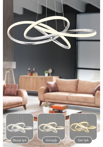 Morocco Kumandalı 3 Renk Işık Özellikli Modern Krom Kaplama Sarkıt LED Avize Salon Avize fiyatları