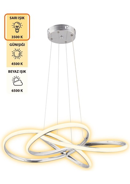 Morocco Kumandalı 3 Renk Işık Özellikli Modern Krom Kaplama Sarkıt LED Avize Salon Avize fırsatları