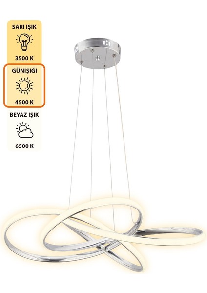 Morocco Kumandalı 3 Renk Işık Özellikli Modern Krom Kaplama Sarkıt LED Avize Salon Avize indirimleri