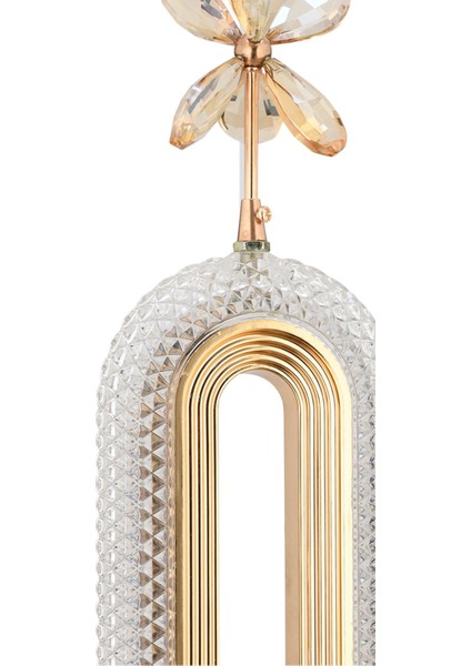 Alfa Tekli Gold Ledli Kristal Taşlı Avize