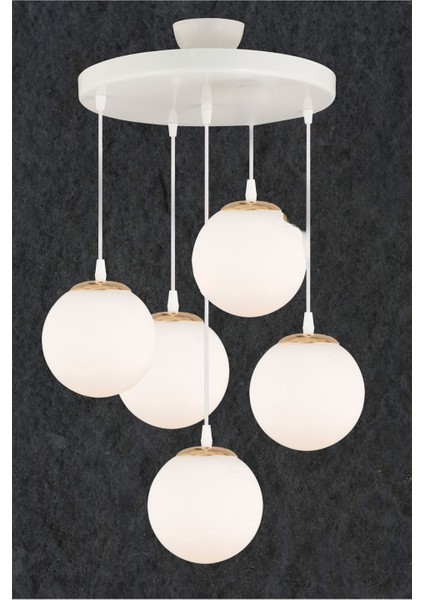 Sarkıt Tepsi Beyaz 5'li Beyaz Glop Camlı Düz Aşağı Bakan Lüks Avize modelleri