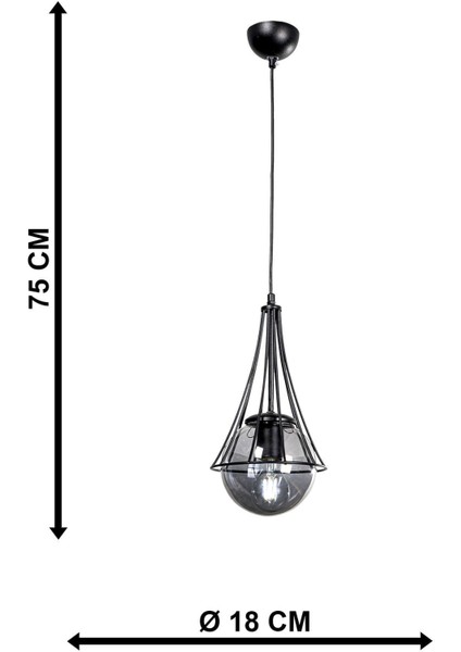 Lapis Tekli Siyah-Füme Glop Camlı Avize indirimleri