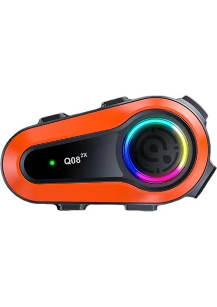 Q08 2x Rgb Işıklı Intercom 2 Kişi Bağlantılı 1000MAH Motosiklet Bluetooth Kulaklık Seti