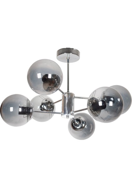 Oscar Modern Lüks Tasarım Krom Renk Kasa Füme Camlı Salon - Mutfak - Yatak Odası 6 Lı Avize fiyatları