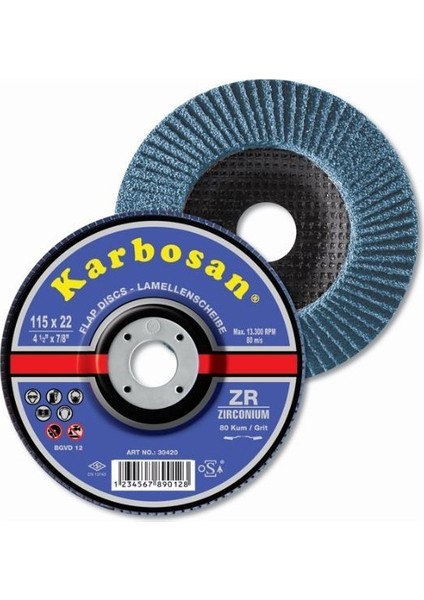 Karbosan Flap Disk Zirkonyum 115X22 mm 1 Adet 80 Kum