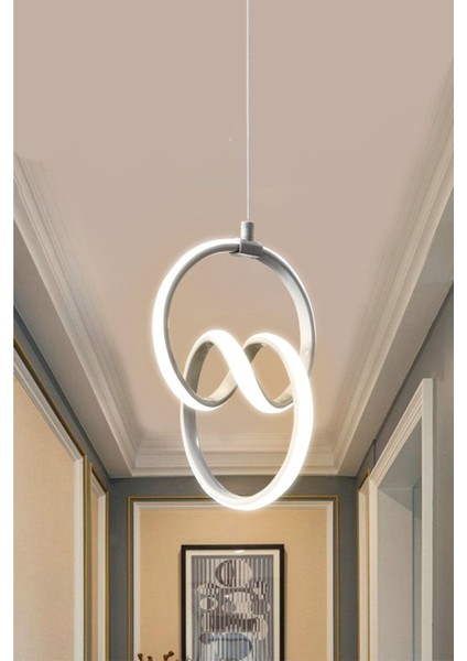 Modern Sarkıt Gümüş Kasa Beyaz Işık LED Avize 1 Yıl Garantili Ledli Avize