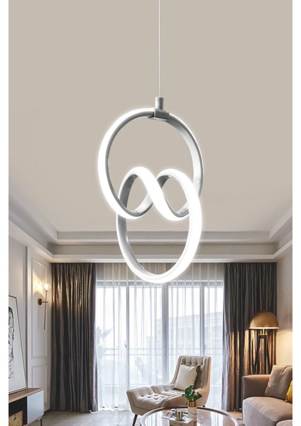 Modern Sarkıt Gümüş Kasa Beyaz Işık LED Avize 1 Yıl Garantili Ledli Avize fiyatları