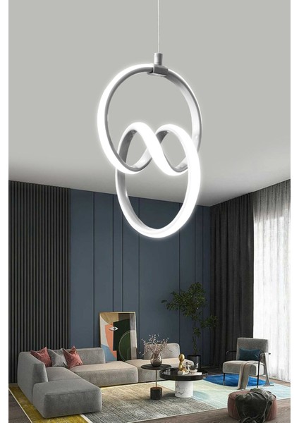 Modern Sarkıt Gümüş Kasa Beyaz Işık LED Avize 1 Yıl Garantili Ledli Avize modelleri