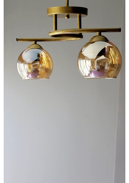 Aydınlatma Eskitme Bal Camlı Salon Oda Mutfak Poyraz 2 Li Avize fiyatları