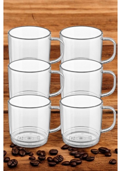 Kırılmaz Çizilmez Çay Kahve Bardağı 250 ml Kulplu Bardak 6 Adet