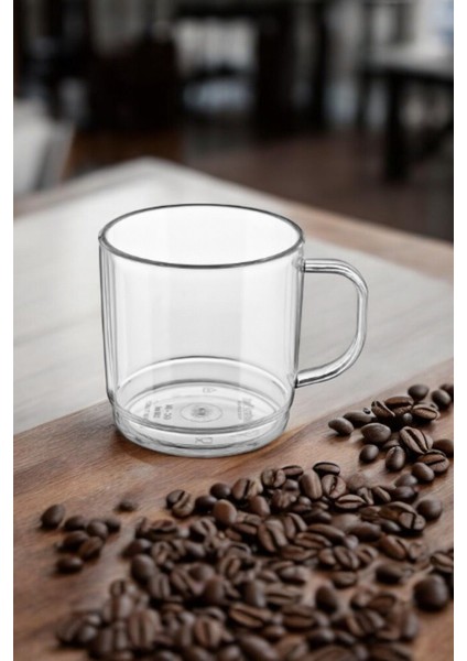 Kırılmaz Çizilmez Çay Kahve Bardağı 250 ml Kulplu Bardak 6 Adet