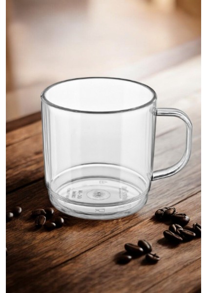 Kırılmaz Çizilmez Çay Kahve Bardağı 250 ml Kulplu Bardak 6 Adet