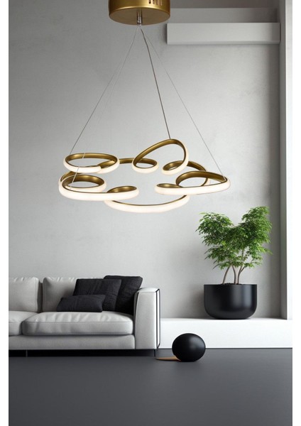 Modern Gold Modern Sarkıt LED Avize 3 Renk ( Sarı Beyaz ve Gün Işığı ) Büyük Boy Salon