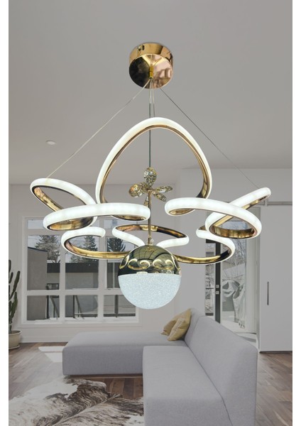 3 Renkli Modern Şık Kral Tacı Ledli Avize