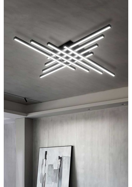 Tibet / Plafonyer Avize / 120 cm / 8 Çubuk / Antrasit Gövde / 3 Renk Işık