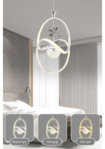 Stella Kumandalı 3 Renk Işık Özellikli Modern Krom Kaplama Sarkıt LED Avize Salon Avize fiyatları