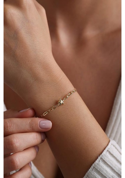 14 Ayar Altın Ataç Tasarım Bileklik EKM4842