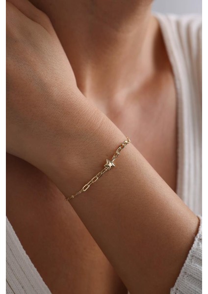 14 Ayar Altın Ataç Tasarım Bileklik EKM4842 fiyatları