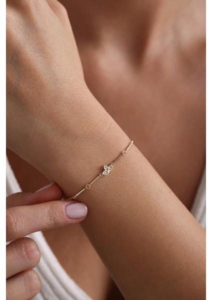 14 Ayar Altın Tasarım Bileklik EKM4838