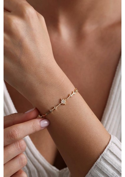 14 Ayar Altın Tasarım Bileklik EKM4849