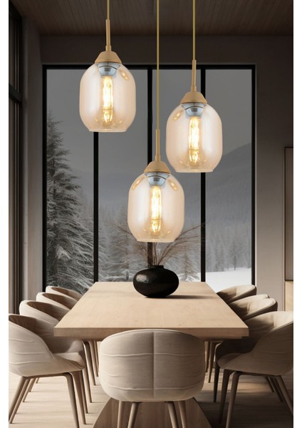 Hierro 3 Lü Yuvarlak Eskitme Modern Salon Avize