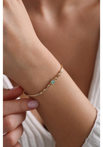 14 Ayar Altın Tasarım Bileklik EKM4892