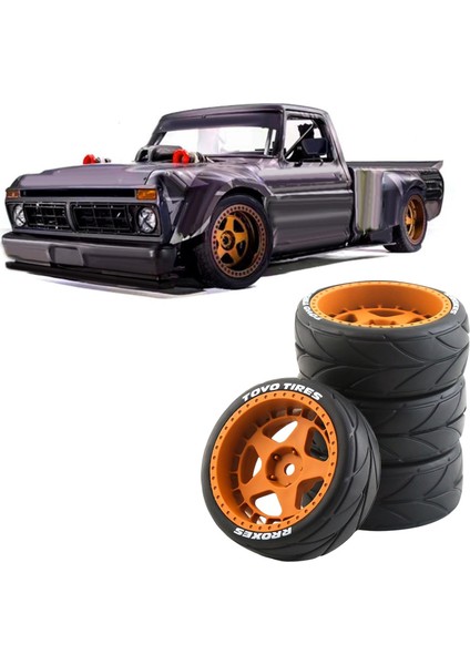 Rc , 4 Pcs Tekerlek Hsp 1/10 1/14 1/16 1/18 Ölçekli Turuncu Için Kauçuk (Yurt Dışından)