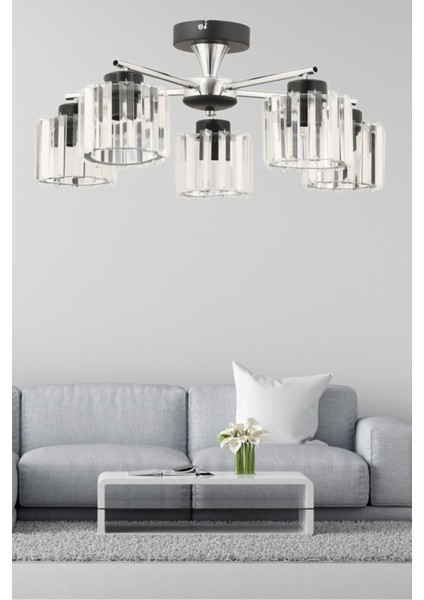 Cemre 5 Li Modern Krom Kristal Taşlı Salon Yatak Odası Mutfak Genç Odası Avize modelleri