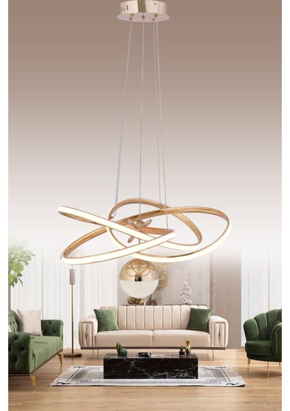 Le x us 3 Renk Kumandalı ve Dimmerli Gold (Sarı Beyaz ve Gün Işığı) Lu x ury LED Kristal Taşlı Avize fiyatları