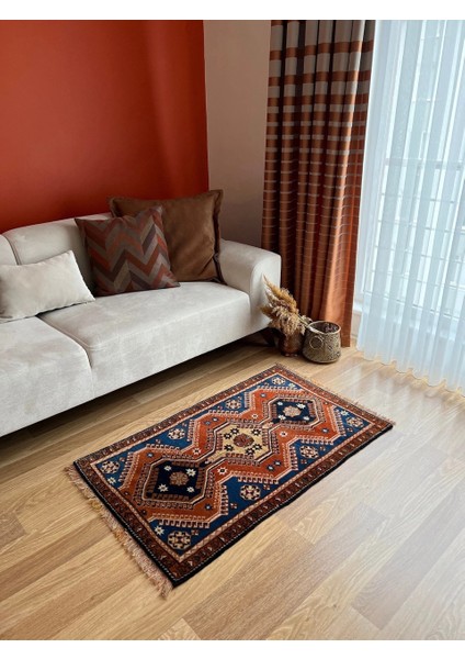 72x120 Cm Boho Stili El Dokuma Antik Uşak Kilimi Nostaljik Ev Hediyesi