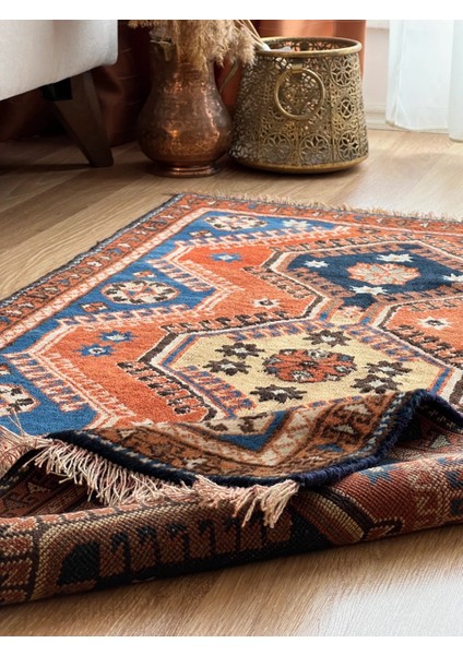 72x120 Cm Boho Stili El Dokuma Antik Uşak Kilimi Nostaljik Ev Hediyesi