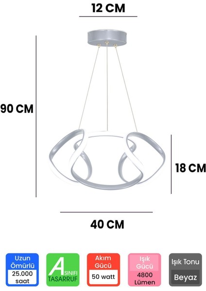 Dron Sarkıt Gri Renk LED Avize Beyaz Işık Modern Ledli Avize fiyatları