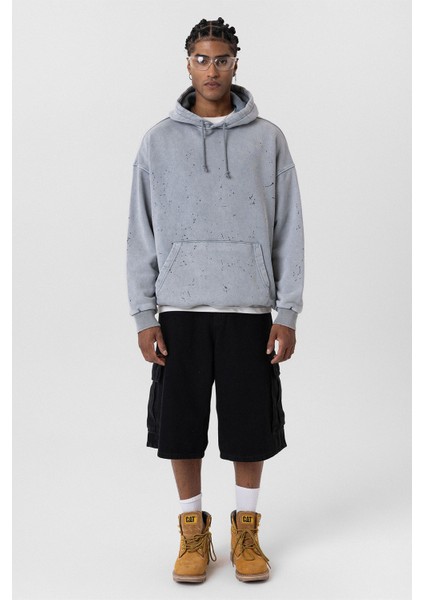 Yıkamalı Kapüşonlu Oversıze Sweatshırt Gri fiyatları