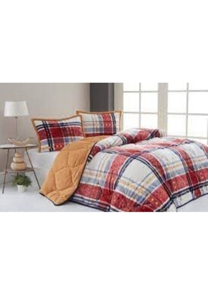 Comforter Boris Kırmızı Ekru Çift Kişilik Yorgan Seti