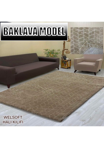 Baklava Model Welsoft Lastikli Halı Örtüsü