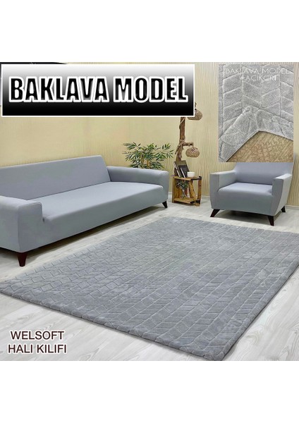 Baklava Model Welsoft Lastikli Halı Örtüsü