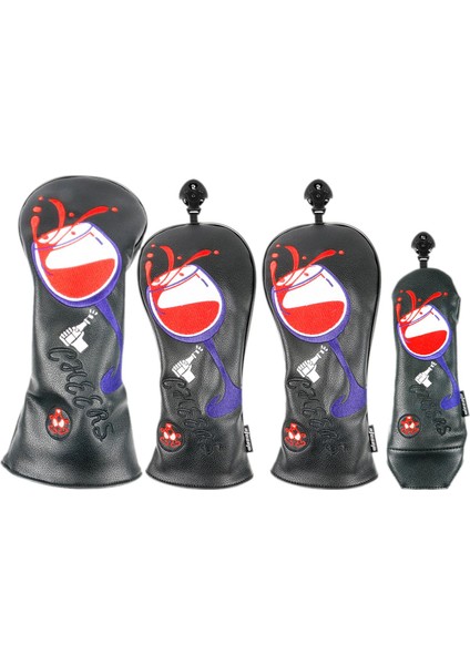 4x Fashion Golf Club Head, Sayı Tag Unisex Cup Siyah ile Ahşap Headcover'ı Kapsar (Yurt Dışından)