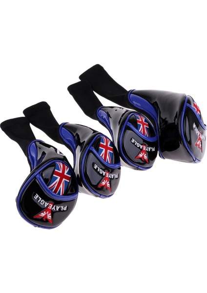 4 /paket Club Golf Kapakları Headcovers Numarası Etiketleri Nakış Mavi (Yurt Dışından)