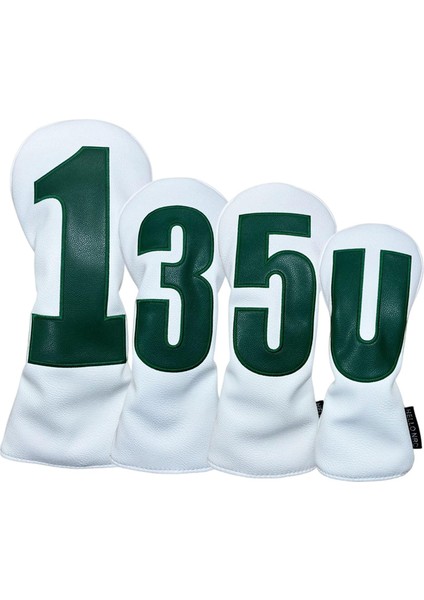 4pcs Golf Baş Kapakları Golf Kulüpleri Için Uzun Boyunlu Polar Astarlı Golf Sürücüsü Baş Beyaz (Yurt Dışından)