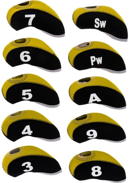 10 /paket Kapakları Neopren Büyük Sayı Etiketleri Golf Kulübü + Sarı Korumak (Yurt Dışından) indirimleri