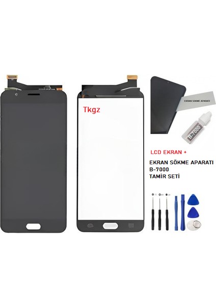 Samsung Galaxy J7 Prime - SM-G610F LCD Ekran Dokunmatik Orijinal Kalite Siyah + B-7000 + Tamir Seti