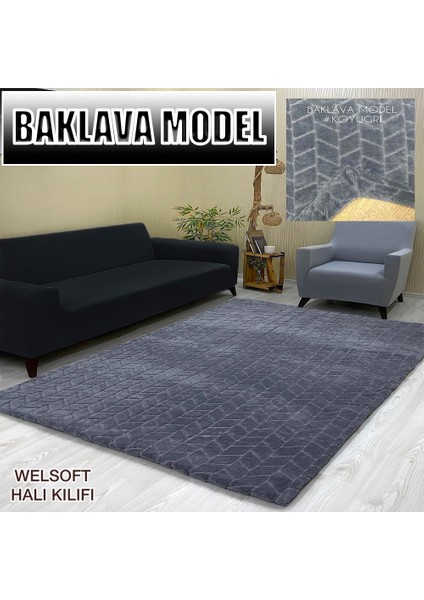 Baklava Model Welsoft Lastikli Halı Örtüsü