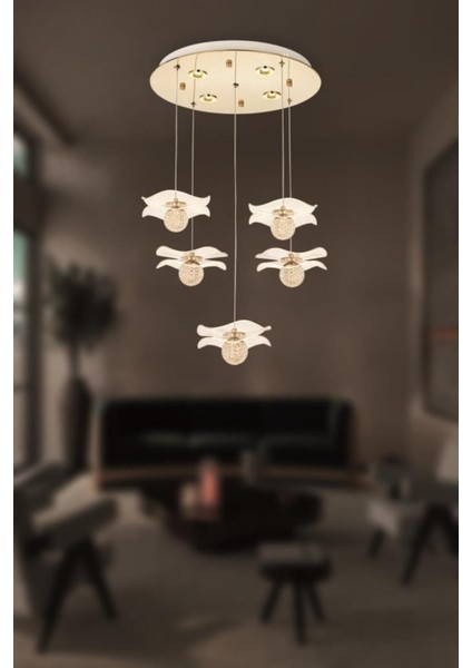 L025-4+1 5li Sarkıt LED Avize