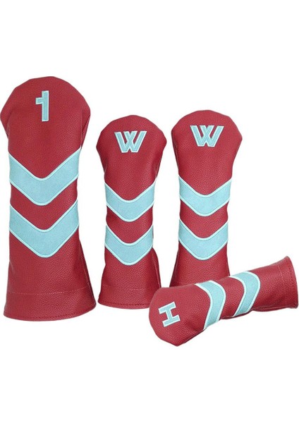 4x Yedek Golf Baş Örtüsü 460CC Fairway Wood Hibrit Baş Örtüsü Set Kırmızı (Yurt Dışından)