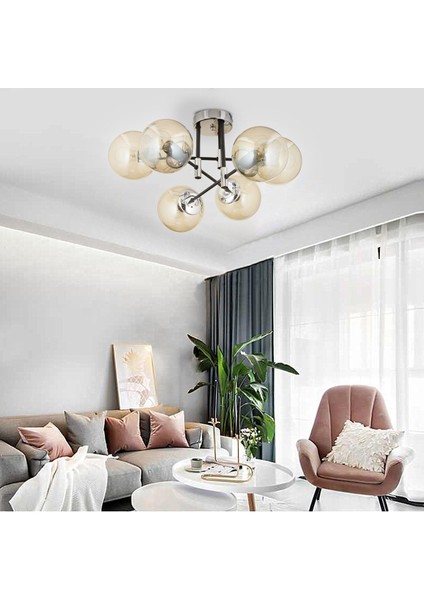 Maral 6lı Siyah Krom Bal Camlı Modern Genç Odası Yatak Odası Retro Salon Avize fiyatları