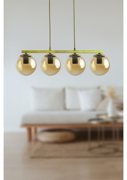 Sezar Bal Camlı Salon - Mutfak - Yatak Odası Eskitme Modern Tasarım 4 Lü Avize